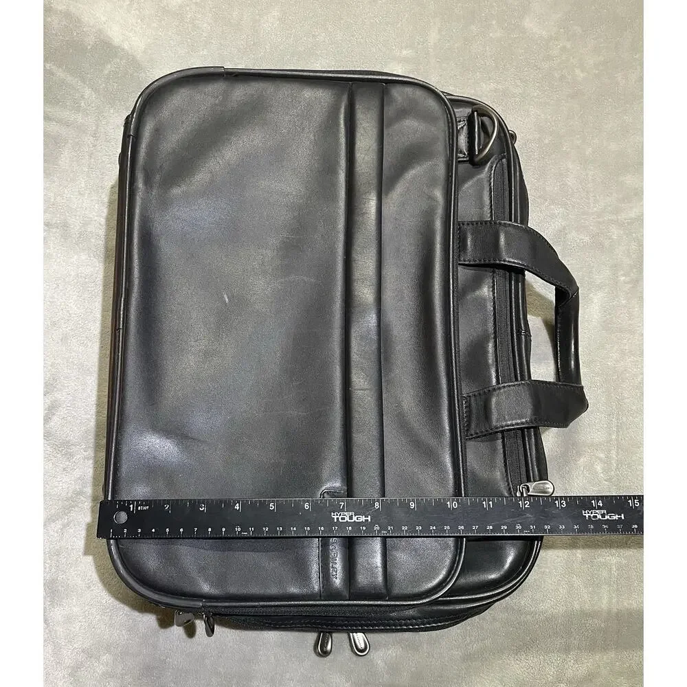 BRIGGS & RILEY LB104X Black Leather Expandable Laptop Commute Briefcase Bag